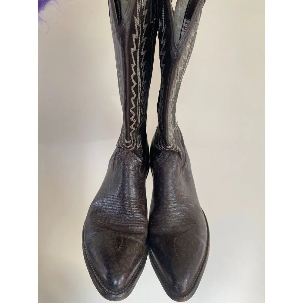 Cowtown Vintage Exotic Men's Cowboy Boots Size 8.5 D Caribou Western Brown